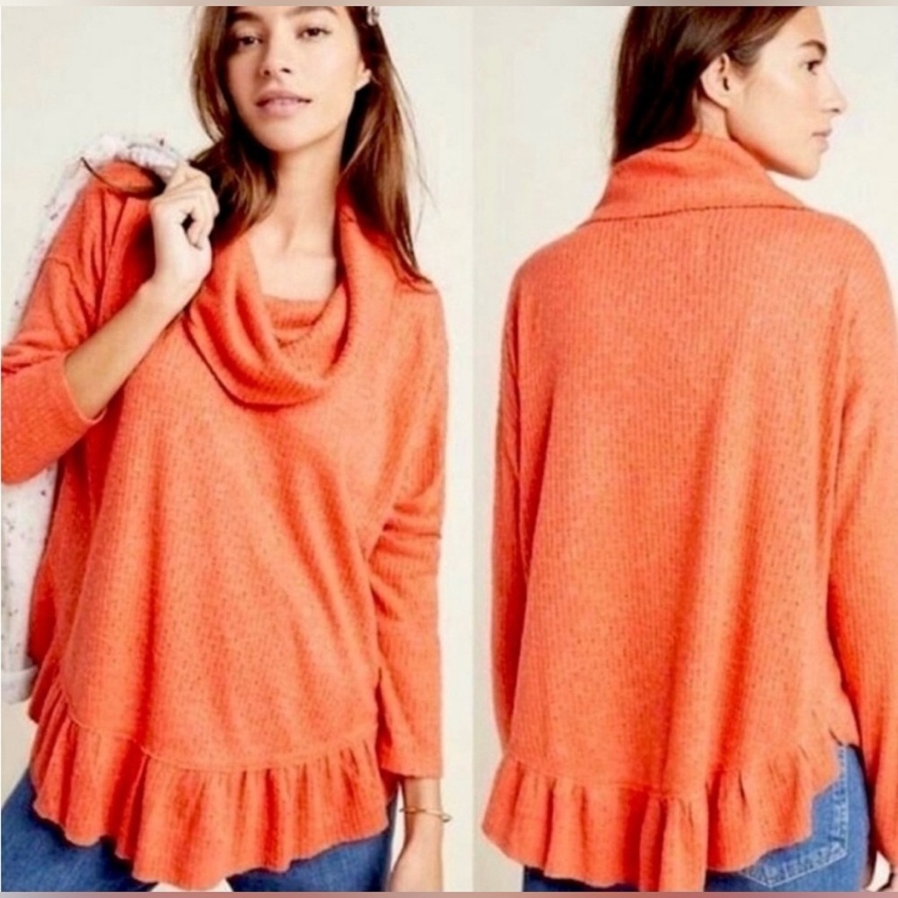 Anthropologie Maeve Addie Ruffled Hacci Pullover